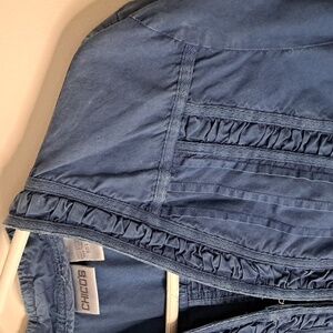 Chico's Blue Women's Shirt/Jacket Size 2 100% Cotton